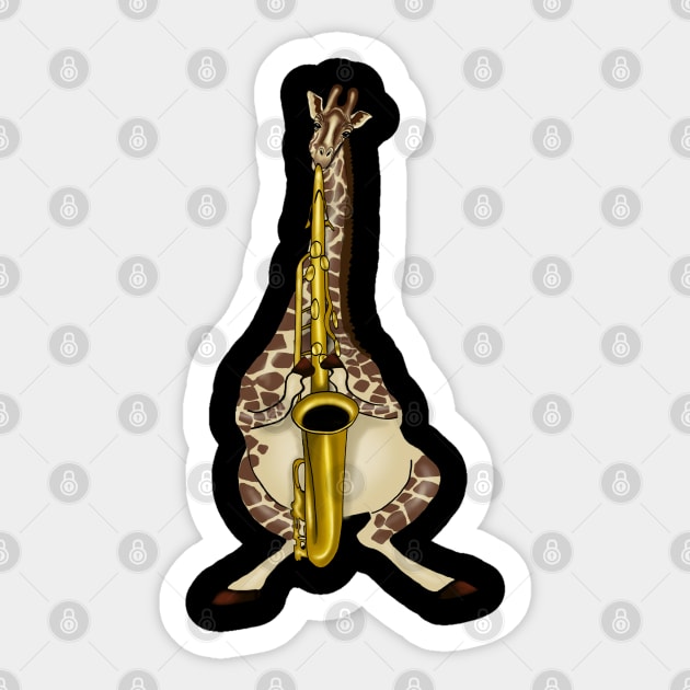 Giraffe Playing Saxophone Jazz Lovers Gift Sticker by Merchweaver